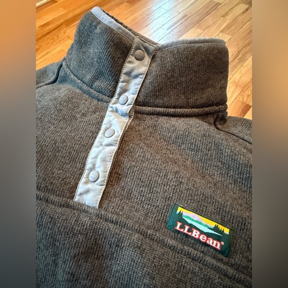 LL Bean Better Sweater Fleece Snap Collar Jacket Grayish Green Women’s Size S - Picture 6 of 13